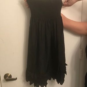 Black strapless BCBG Maxazria ruffle hem dress